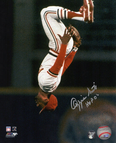 Ozzie Smith Signed Cardinals Flip Action 8x10 Photo w/HOF'02 - (SCHWARTZ COA)