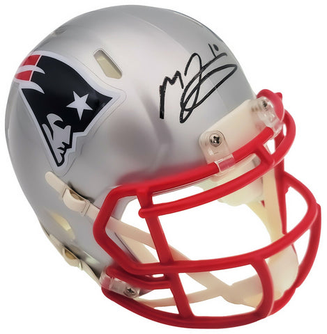 MAC JONES AUTOGRAPHED SIGNED PATRIOTS SILVER SPEED MINI HELMET BECKETT QR 202971