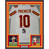 Framed Autographed/Signed Isiah Pacheco 35x39 Kansas City White Jersey JSA COA