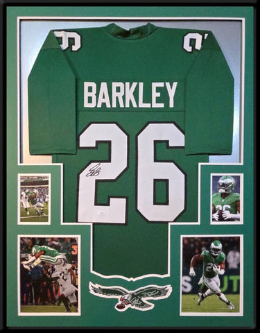 FRAMED PHILADELPHIA EAGLES SAQUON BARKLEY AUTOGRAPHED JERSEY JSA COA