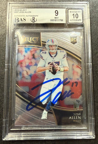 Josh Allen Bills Rookie RC Autograph 2018 Panini Select Beckett 9 MINT Auto 10