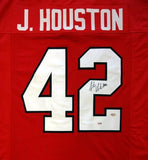 GEORGIA BULLDOGS JUSTIN HOUSTON AUTOGRAPHED SIGNED RED JERSEY PSA/DNA 81760