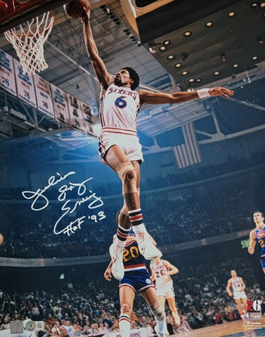 Julius Erving Signed Philadelphia 76ers 16x20 Photo W/ HOF 93 Beckett Witnessed