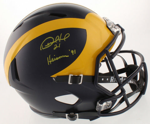 Desmond Howard Signed Michigan Wolverines Full Size NCAA Speed Helmet with "Heisman 91" Inscription