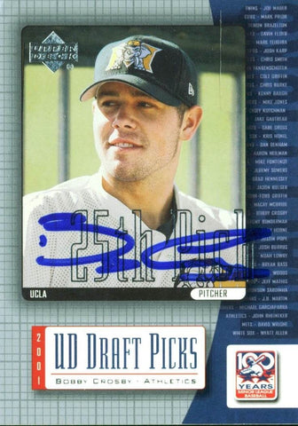 A's Bobby Crosby Authentic Signed Card 2001 Upper Deck Draft Picks #4 w/ COA