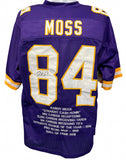 Randy Moss Signed Minnesota Vikings Career Highlight Stat Jersey JSA /All Pro WR