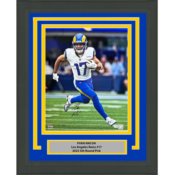 Framed Autographed/Signed Puka Nacua LA Rams 16x20 Football Photo Fanatics COA