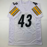 Autographed/Signed Troy Polamalu Pittsburgh White Football Jersey Beckett COA