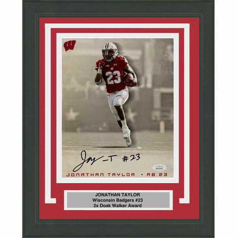 FRAMED Autographed/Signed JONATHAN TAYLOR Wisconsin Badgers 8x10 Photo JSA COA 5