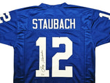 COWBOYS ROGER STAUBACH AUTOGRAPHED ROYAL BLUE JERSEY BECKETT WITNESS 212672