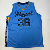 Autographed/Signed Marcus Smart Memphis Light Blue Basketball Jersey Beckett BAS