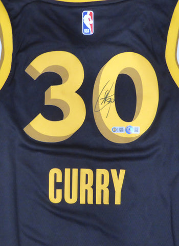 Warriors Stephen Curry Autographed Signed Black Nike Jersey Beckett QR #1W134066