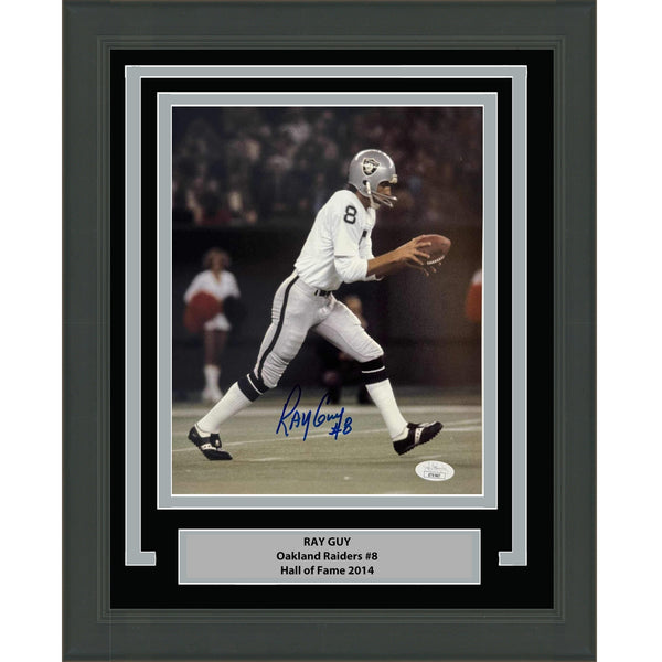 Framed Autographed/Signed Ray Guy Oakland Raiders 8x10 Football Photo JSA COA #3