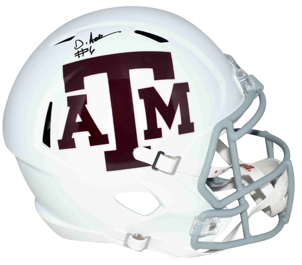 DE'VON DEVON ACHANE SIGNED TEXAS A&M AGGIES WHITE FULL SIZE SPEED HELMET BECKETT