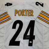 Autographed/Signed Joey Porter Jr. Pittsburgh White Football Jersey JSA COA