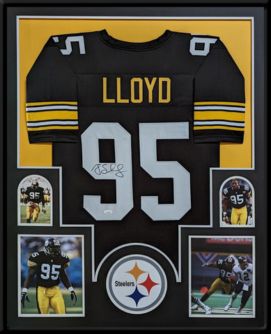 FRAMED PITTSBURGH STEELERS GREG LLOYD AUTOGRAPHED SIGNED JERSEY JSA COA