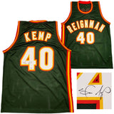 SEATTLE SUPERSONICS SHAWN KEMP AUTOGRAPHED GREEN JERSEY MCS HOLO STOCK #202428