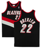 CLYDE DREXLER Autographed "HOF '04" Trail Blazers Black Jersey FANATICS