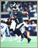 Jalen Hurts Signed Philadelphia Eagles 35 x 43 Framed Jersey (JSA) Philly Q.B.