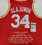 Hakeem "The Dream" Olajuwon Signed Houston Rockets Career Stat Jersey (JSA COA)