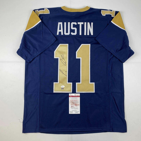 Autographed/Signed Tavon Austin St. Louis Blue Football Jersey JSA COA