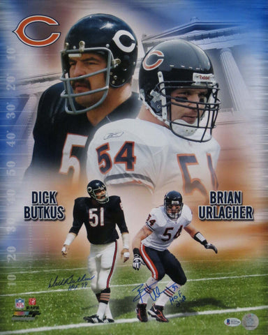 Dick Butkus & Brian Urlacher Signed Chicago Bears 16x20 Photo W/HOF Beckett