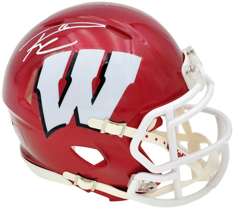 RUSSELL WILSON AUTOGRAPHED WISCONSIN FLASH RED MINI HELMET FANATICS HOLO 227951