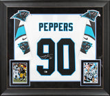 Panthers Julius Peppers Signed White Nike Ltd Framed Jersey w/ Sewn #s BAS Wit