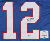 Jim Kelly Signed Buffalo Bills Career Highlight Stat Jersey (Beckett COA) HOF QB