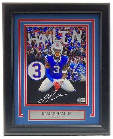 Damar Hamlin Signed Framed 8x10 Buffalo Bills Photo BAS