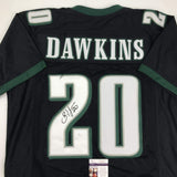 Autographed/Signed BRIAN DAWKINS Philadelphia Black Football Jersey JSA COA Auto