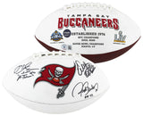 Bucs (3) Sapp, Barber & Alstott Signed White Panel Logo Football W/ Case BAS Wit