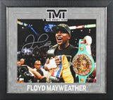 Floyd Mayweather Jr. Authentic Signed 16x20 Framed Horizontal Belts Photo BAS