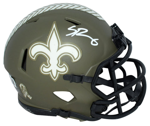 SPENCER RATTLER SIGNED NEW ORLEANS SAINTS SALUTE TO SERVICE MINI HELMET BECKETT