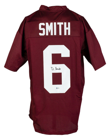 DeVonta Smith Signed Custom Maroon Alabama Style Football Jersey BAS Rookie