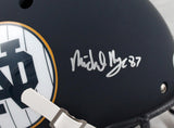 Michael Mayer Signed F/S Notre Dame Matte Navy Schutt Helmet-Beckett W Hologram