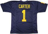 MICHIGAN WOLVERINES ANTHONY CARTER AUTOGRAPHED BLUE JERSEY JSA STOCK #234505