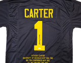 MICHIGAN WOLVERINES ANTHONY CARTER AUTOGRAPHED BLUE STAT JERSEY JSA 234503