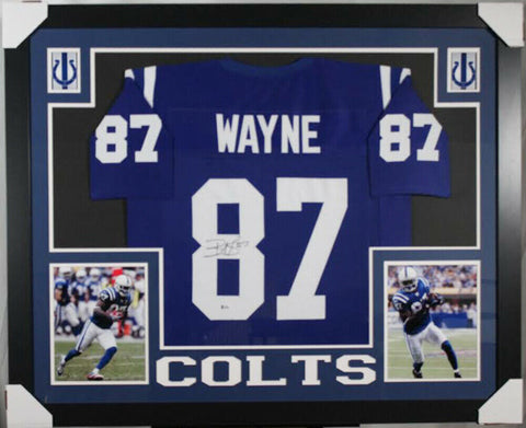 Reggie Wayne Signed Indianapolis Colts 35x43 Framed (Beckett COA)6xPro Bowl W.R.