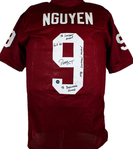 Dat Nguyen Signed Maroon College Style Jersey w/4 Inscriptions- Prova *Black