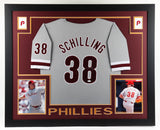 Curt Schilling Signed 35"x 43" Framed Philadelphia Phillies Jersey (JSA QR Code)