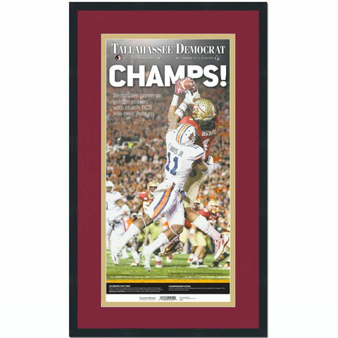 Framed Tallahassee Democrat Florida State 2013 Champions Newspaper 17x27 Photo