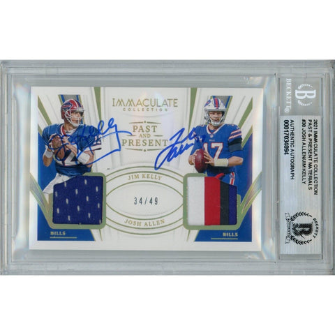 Josh Allen Jim Kelly Autographed 21 Immaculate Past & Present Card Beckett 43206