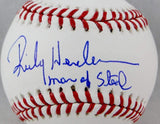 Rickey Henderson Autographed Rawlings OML Baseball w/ Man of Steal -JSA Auth