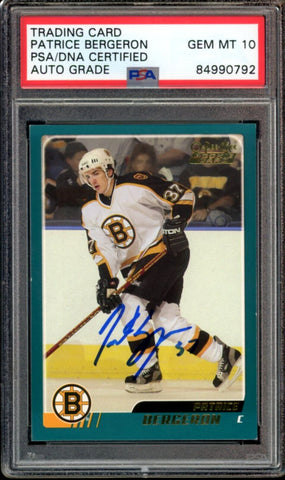 2003-04 O-PEE-CHEE #331 Patrice Bergeron RC On Card PSA/DNA Auto GEM MINT 10