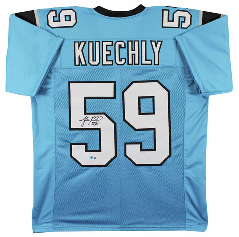 Luke Kuechly Authentic Signed Blue Pro Style Jersey Autographed BAS Witnessed