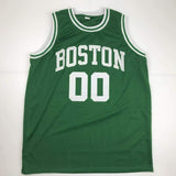 Autographed/Signed Robert Parish Boston Green Basketball Jersey JSA COA Holo