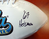 GARY BEBAN AUTOGRAPHED WHITE LOGO FOOTBALL UCLA "67 HEISMAN" PSA/DNA 103885