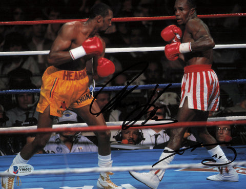 Sugar Ray Leonard & Thomas Hitman Hearns Autographed 8x10 Photo Beckett #V06520