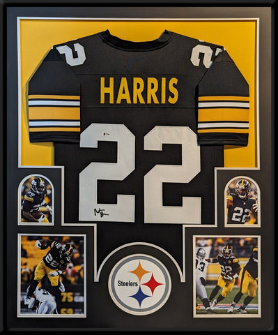 FRAMED PITTSBURGH STEELERS NAJEE HARRIS AUTOGRAPHED SIGNED JERSEY BECKETT COA